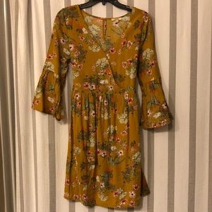 Floral Ruffle Sleeve Mini Dress